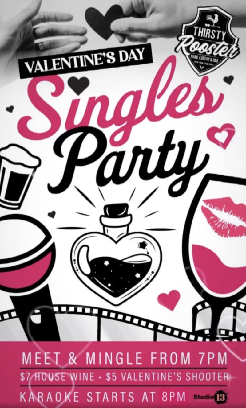 VALENTINE'S DAY SINGLES KARAOKE PARTY AT THE THIRSTY ROOSTER